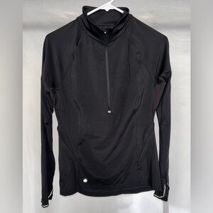 Athleta Black Fitted Long Sleeve Zippered Sweatshirt